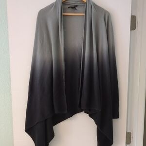Lucky Brand Ombre Black& Gray Draped Wool Cashmere Blend Open Cardigan Office L